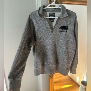 Roots Women's Gray Heather Half-Zip Cowl Sweater